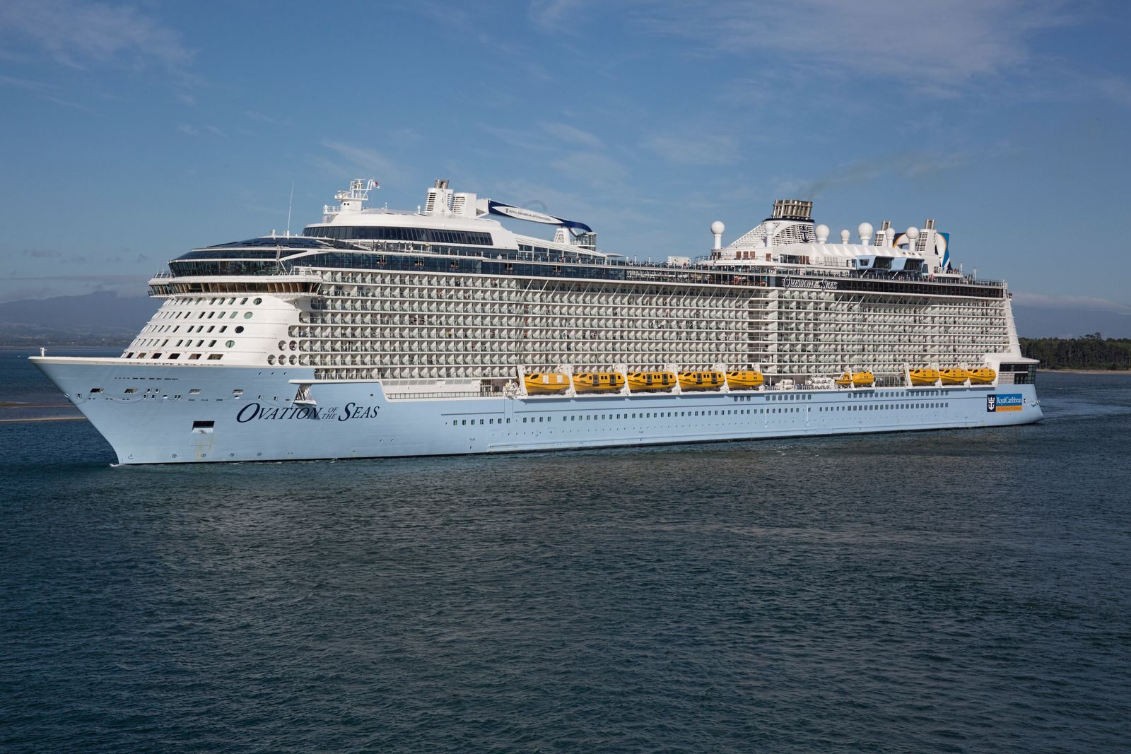 Royal Caribbean ship Ovation of the Seas at sea, one of the cruise lines owned by Royal Caribbean Group